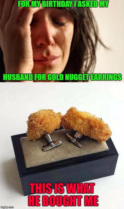 Chicken nugget meme earings