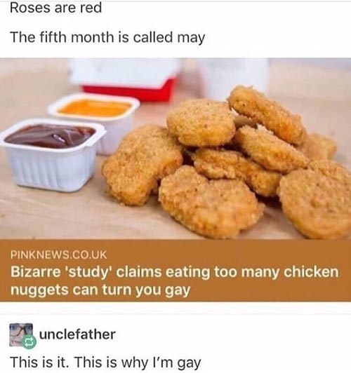 Chicken nugget meme roses